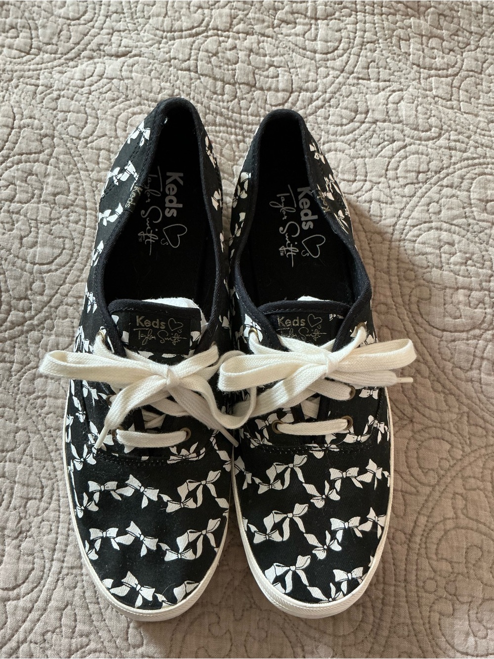 Keds Black and White Floral Lace-Up Sneakers